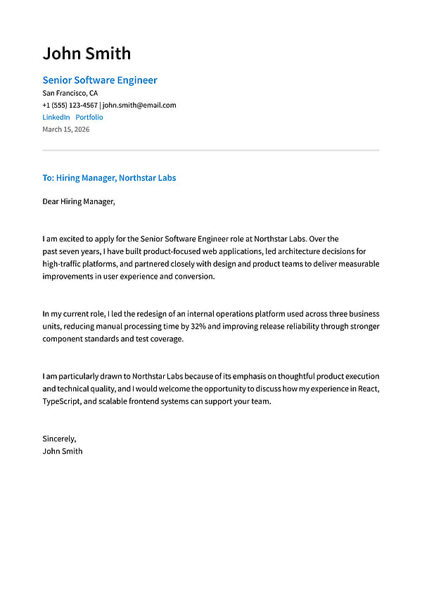 Aspire cover letter template, professional cover letter example, clean ATS-friendly cover letter layout for corporate, finance, consulting, operations, and general job applications