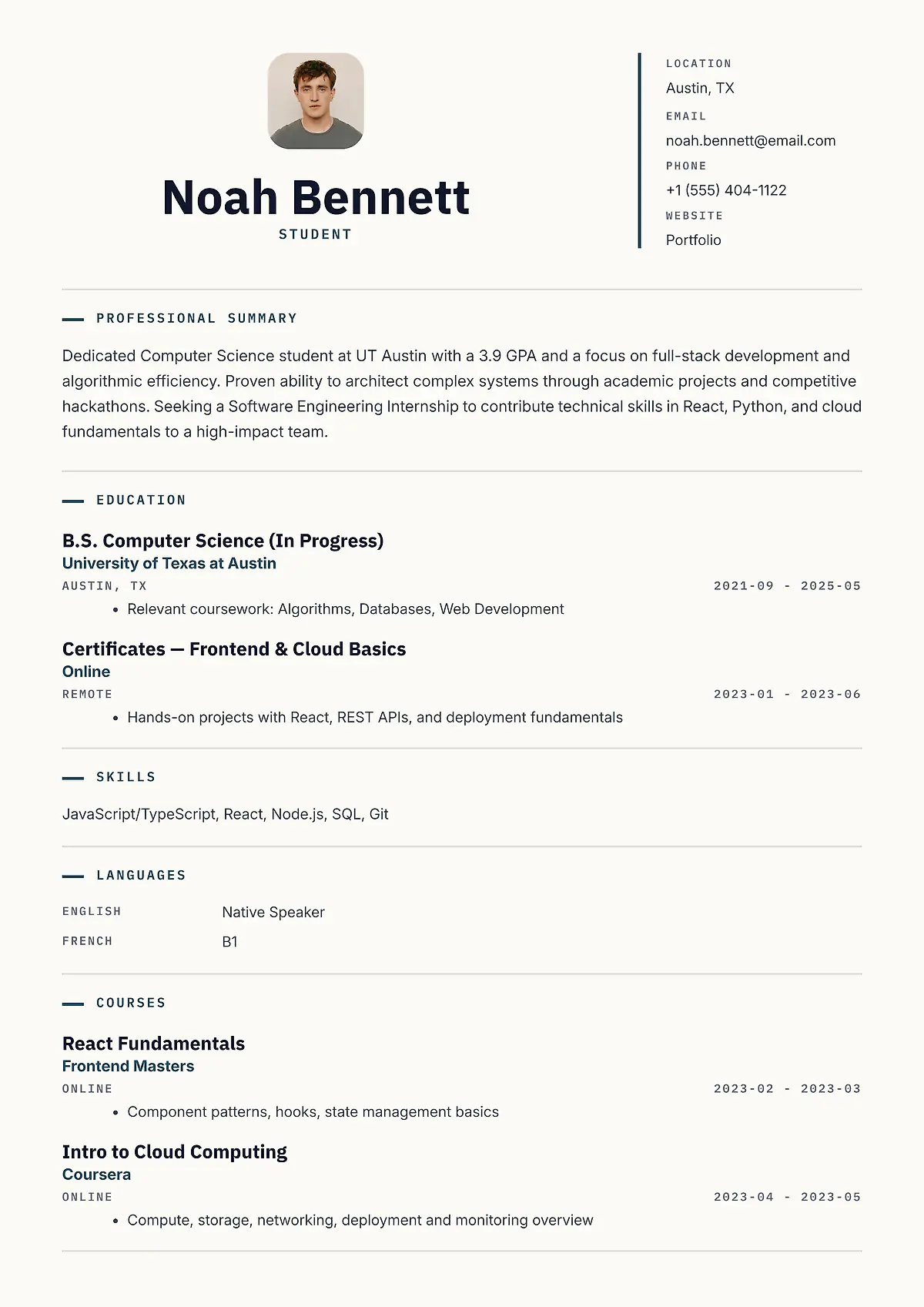 Canvas marketing resume template, creative resume template for marketing roles, ATS-friendly professional resume example for brand, content, social media, design-adjacent, and creative job applications