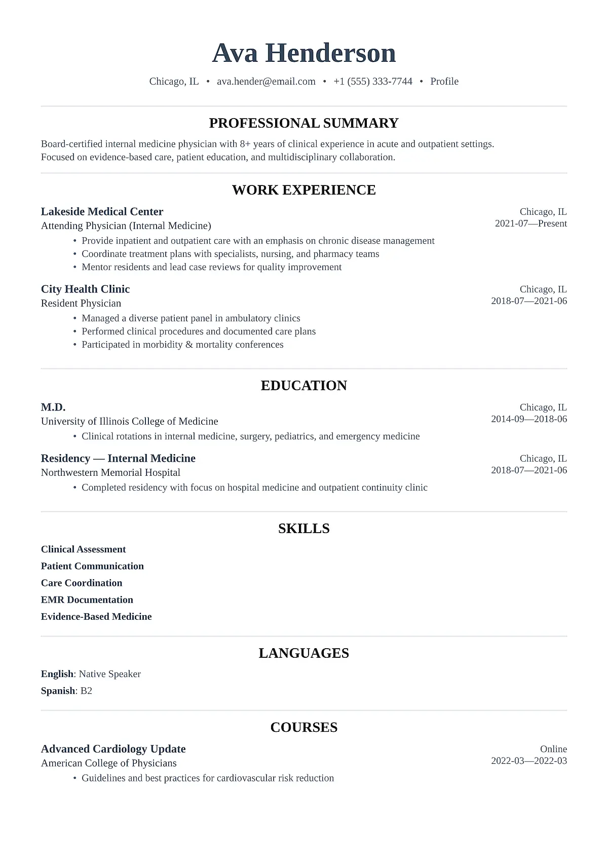 Whitmore software engineer resume template, ATS-friendly software engineer resume example, professional tech resume template, clean one-column developer resume layout
